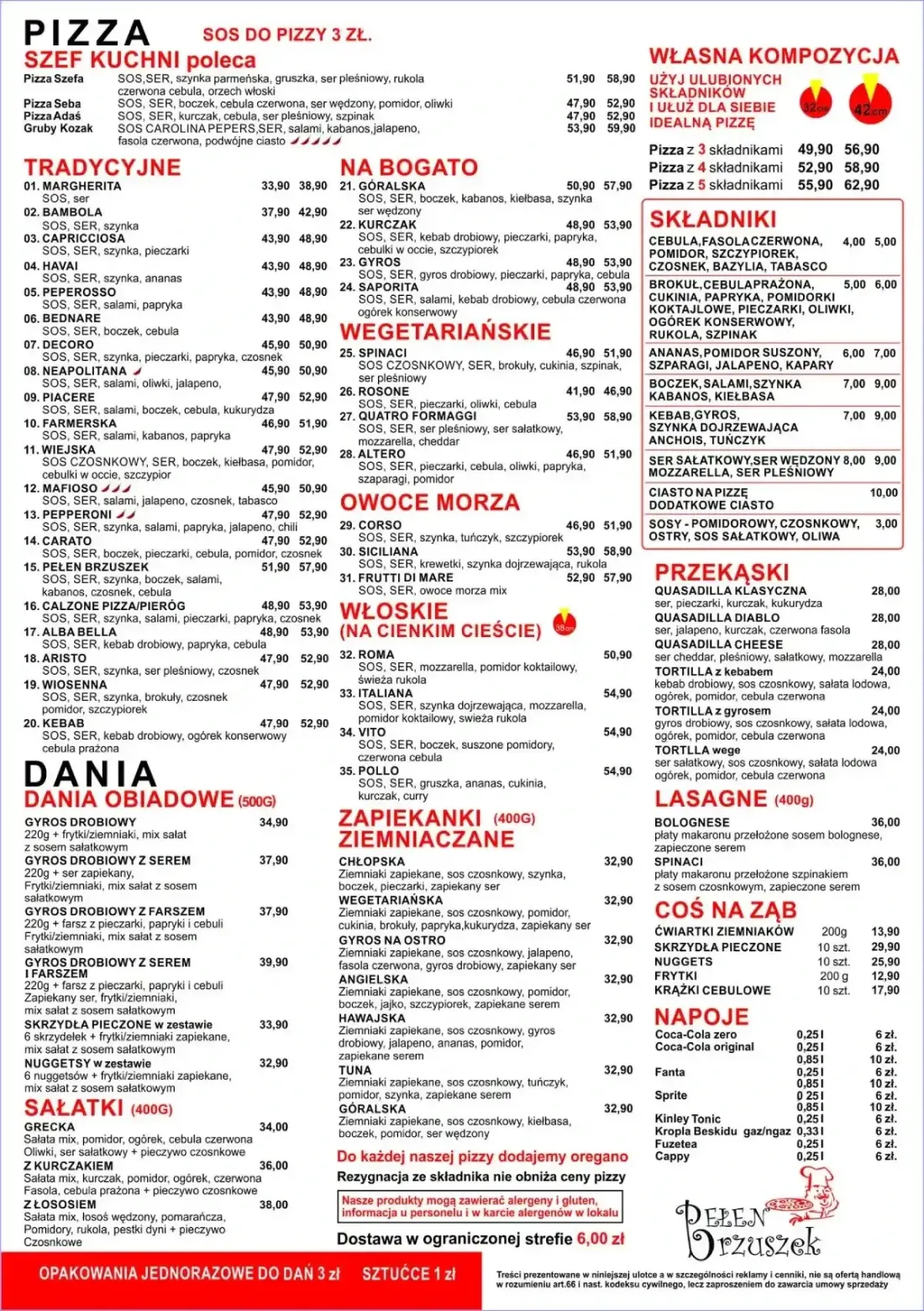 Menu - Pizzeria & Bistro Pełen Brzuszek